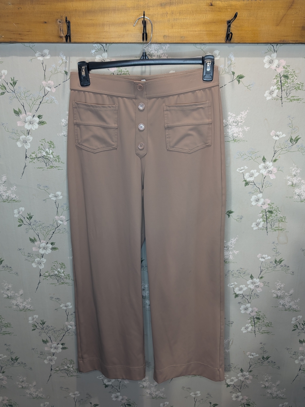 HALARA Taupe Wide-Leg Button-Front Pants